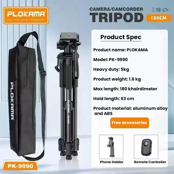 144337293053210047 سه پایه دوربین و موبایل PLOKAMA PK-9990 TRIPOD - Image 1